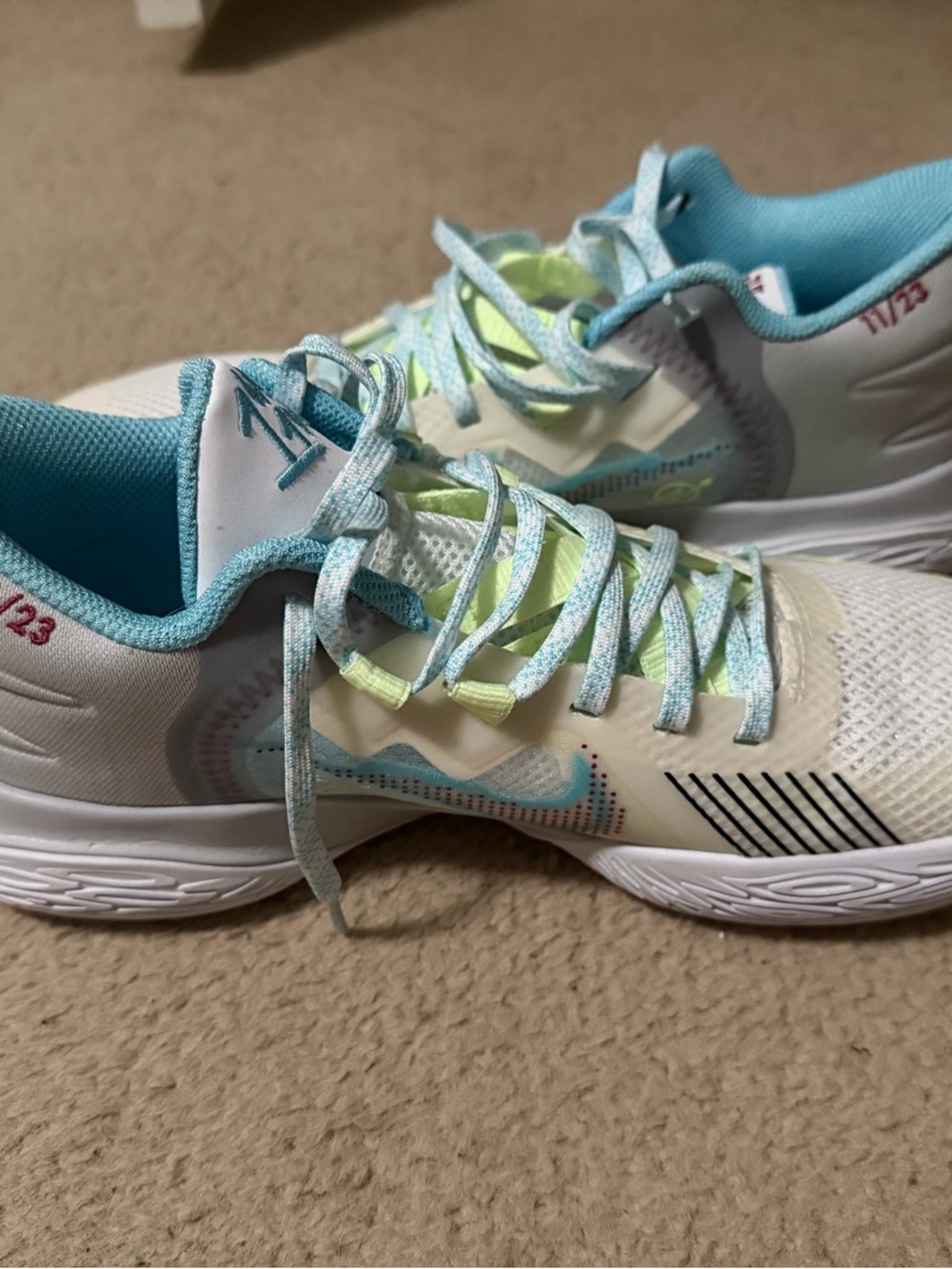 Nike White, Aqua and Lemon Low-Top Trainers